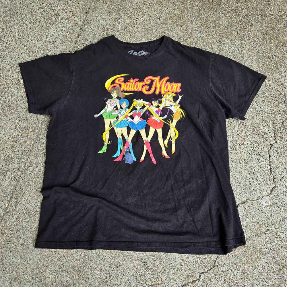 Vtg Y2k SAILOR MOON Character Montage Graphic Anime Manga Cartoon T Shirt L
